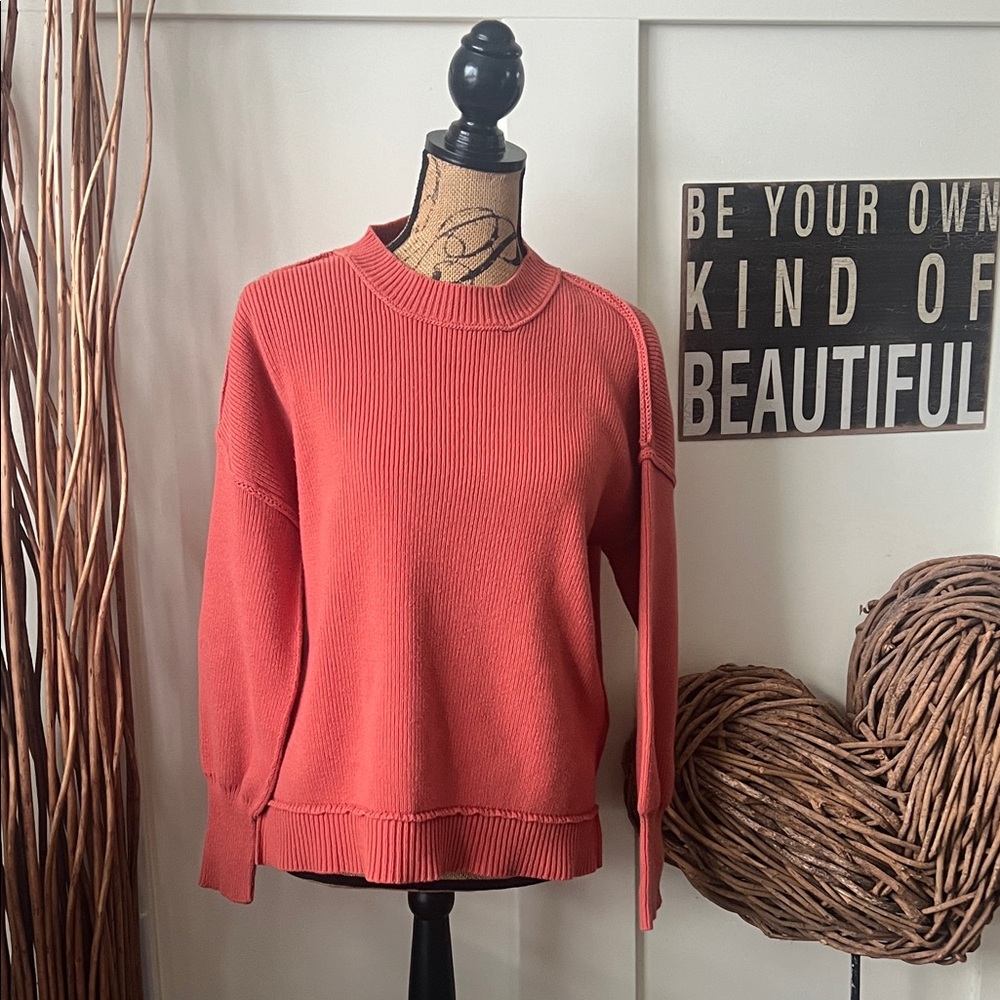 moon & madison Pumpkin Color Crew Neck Sweater